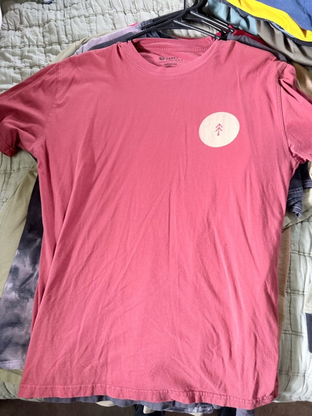 Parks Project Rose‑Pink Short Sleeve Tee with Chest Emblem